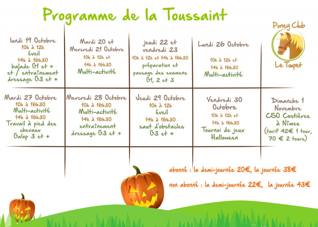 programme toussaint 2015